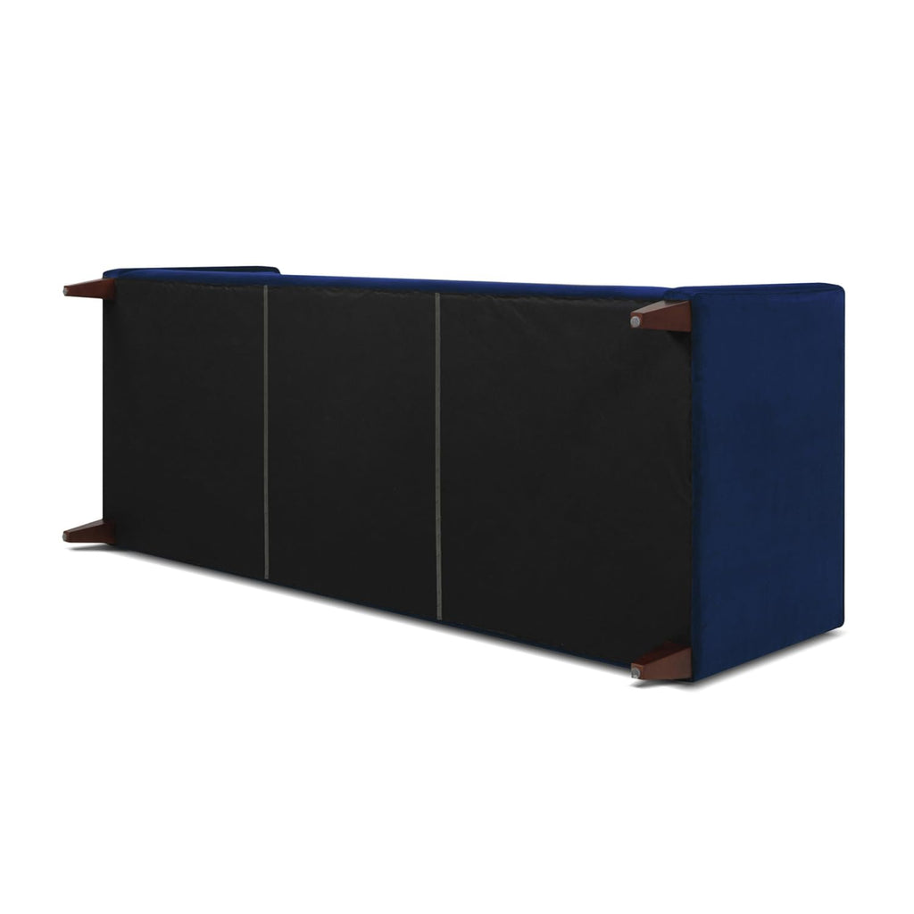 84" Tufted Navy Blue Velvet Sofa with Two Reversible Cushions N4227