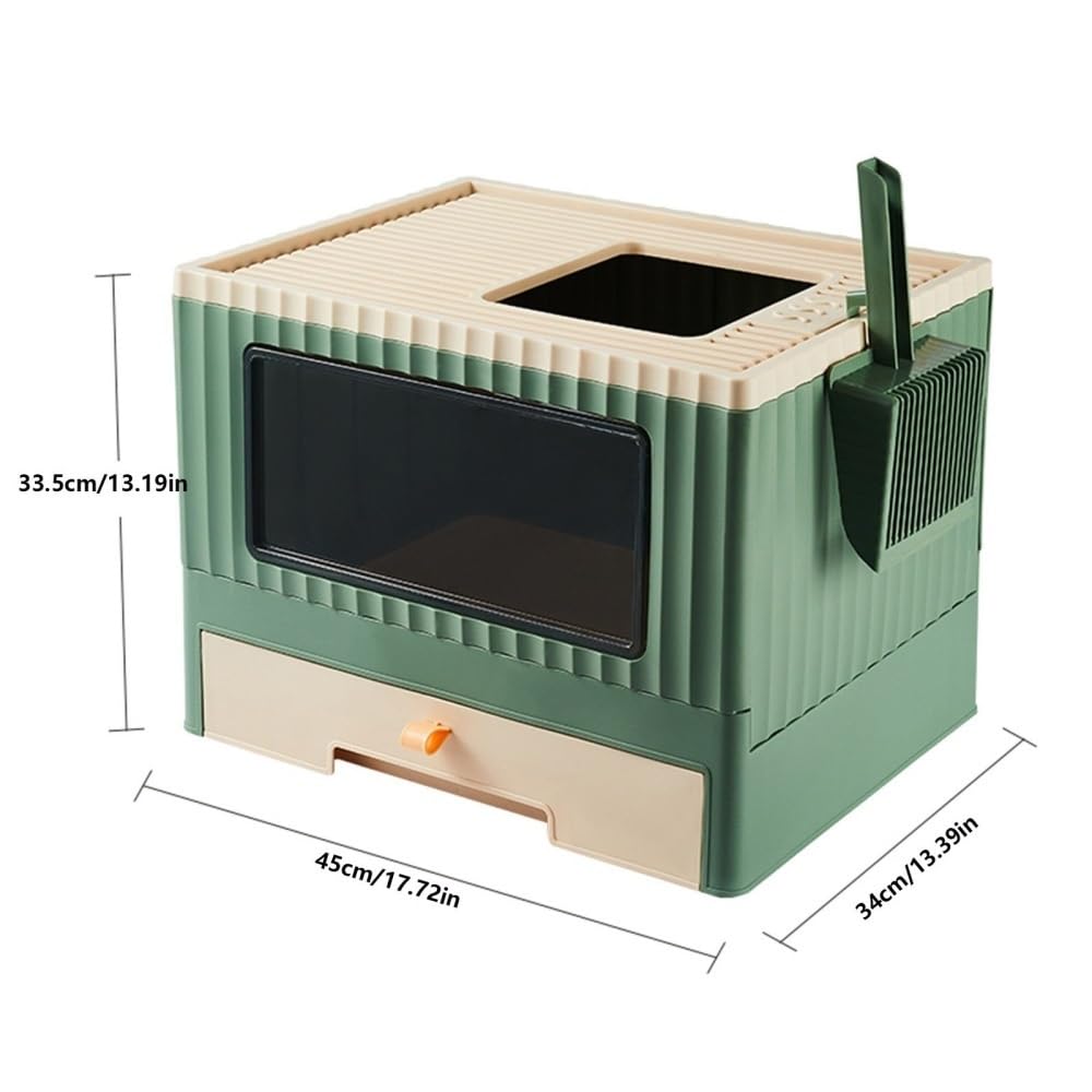Foldable Top Entry Cat Litter Box with Lid C8927