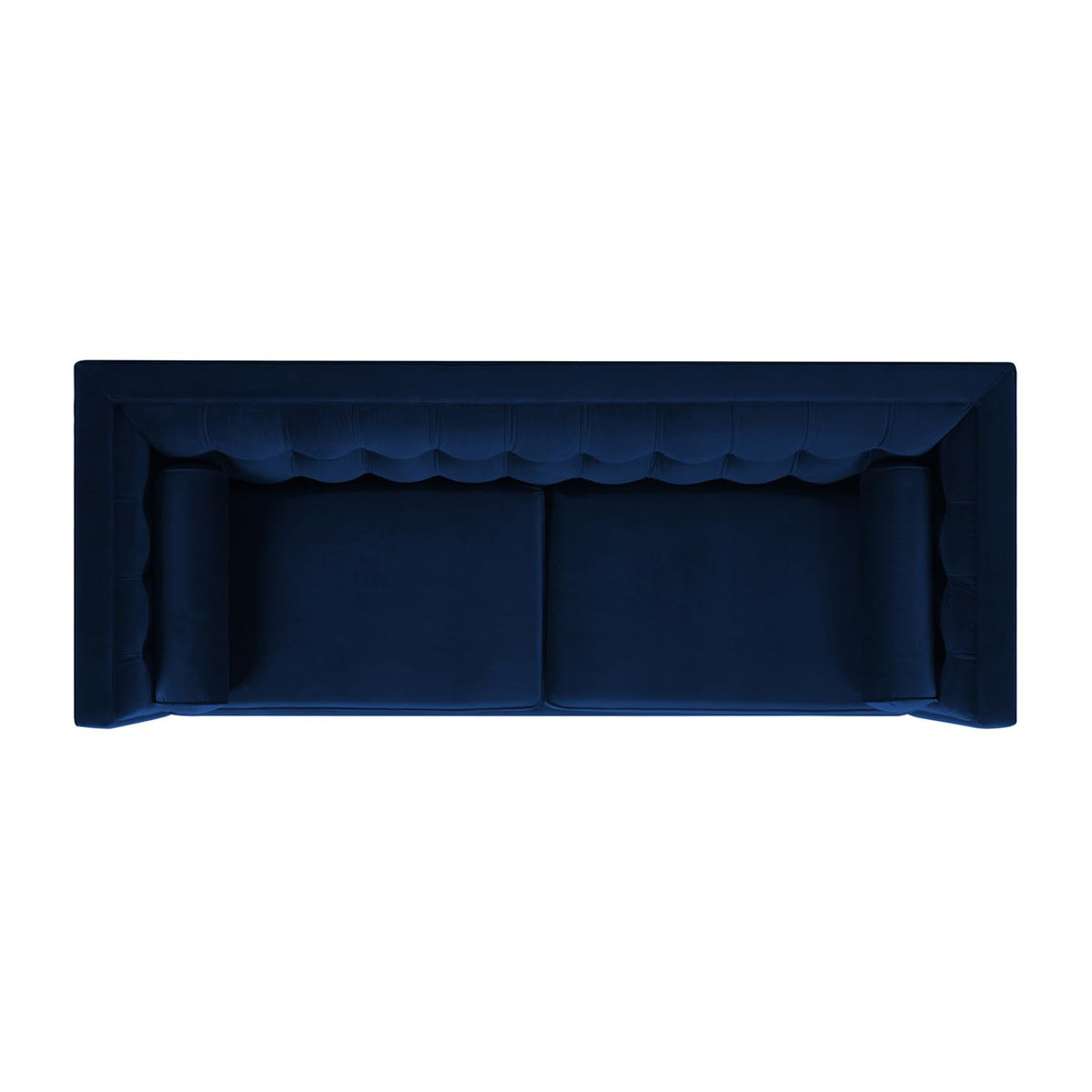 84" Tufted Navy Blue Velvet Sofa with Two Reversible Cushions N4227