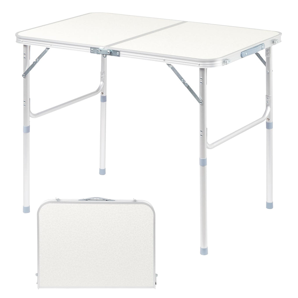 Aluminum Folding Table, Portable and Adjustable Rectangle Table, White (3FT) J81705