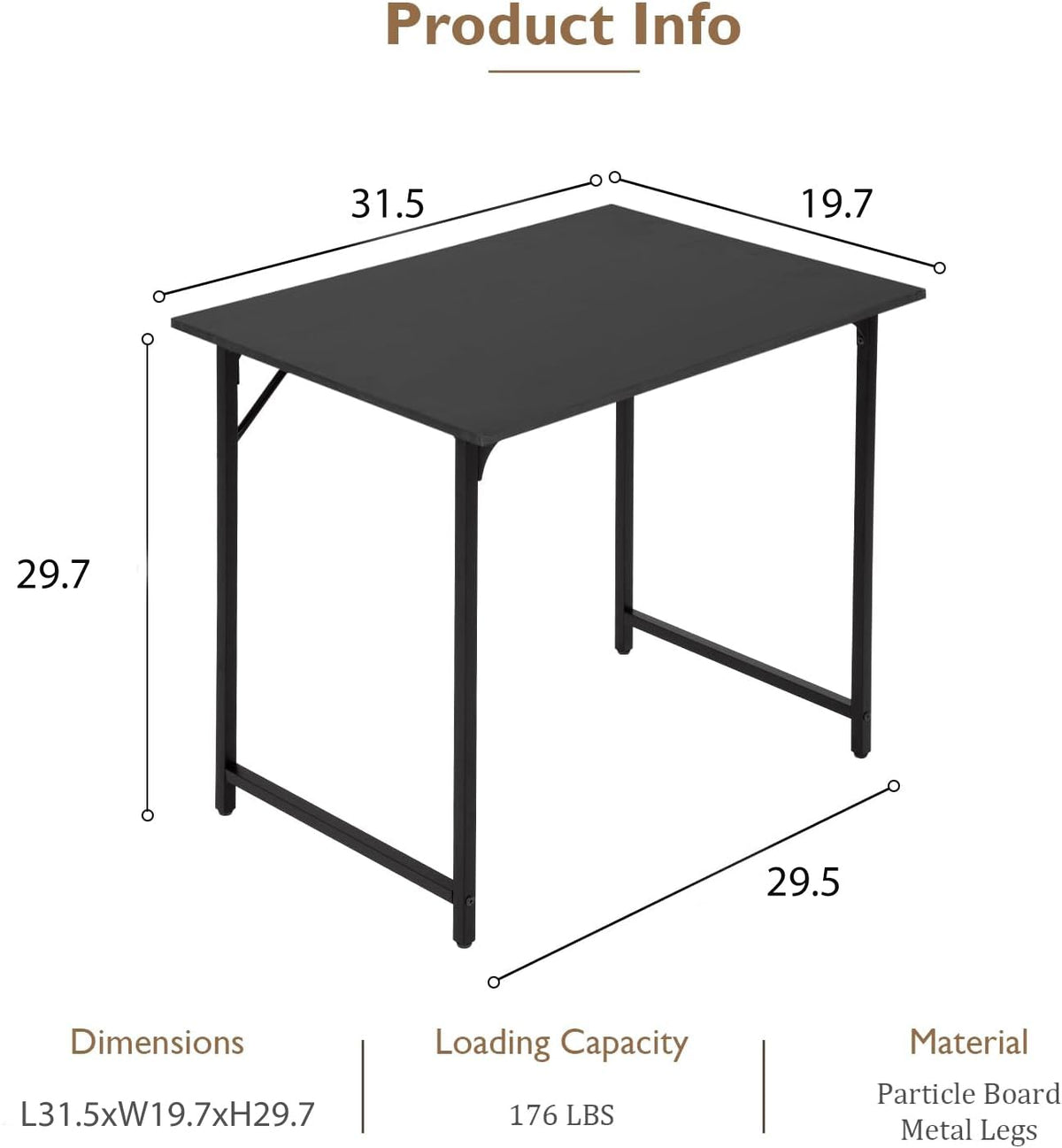 32 Inch Black Computer Desk S7538