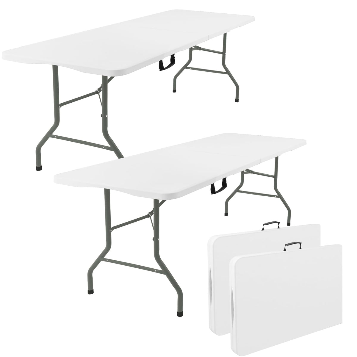 2 Pack 6 Feet Portable Folding Table White Plastic U5185