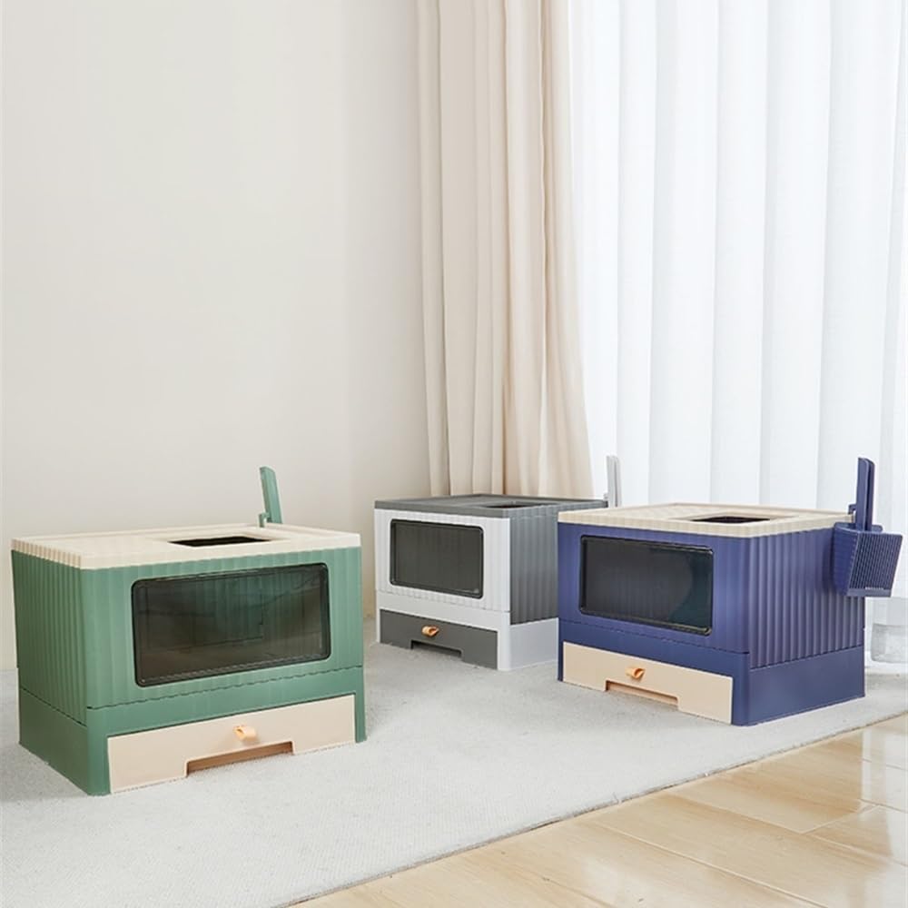 Foldable Top Entry Cat Litter Box with Lid C8927