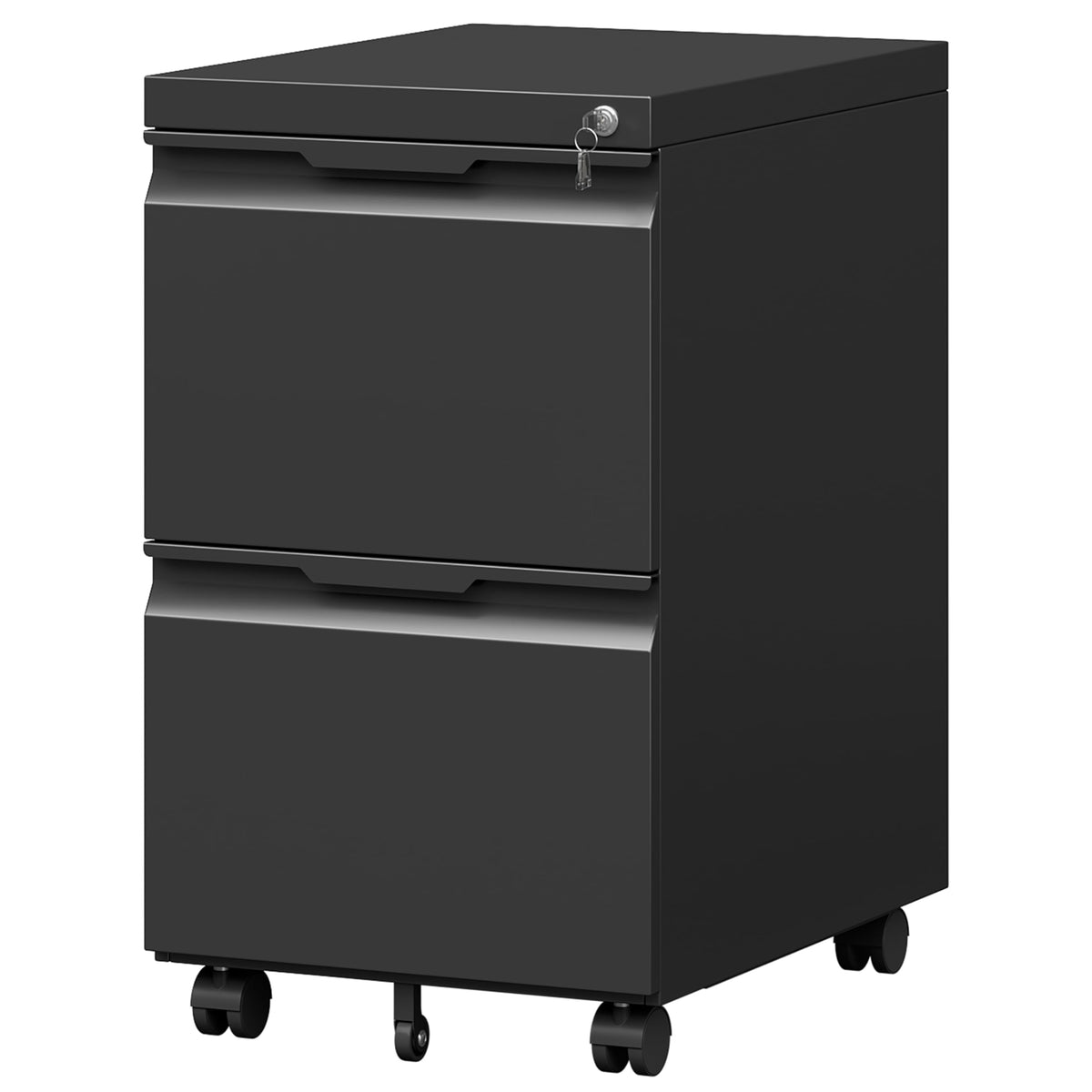 Black 2 Drawer Metal Rolling File Cabinet with Lock H6951
