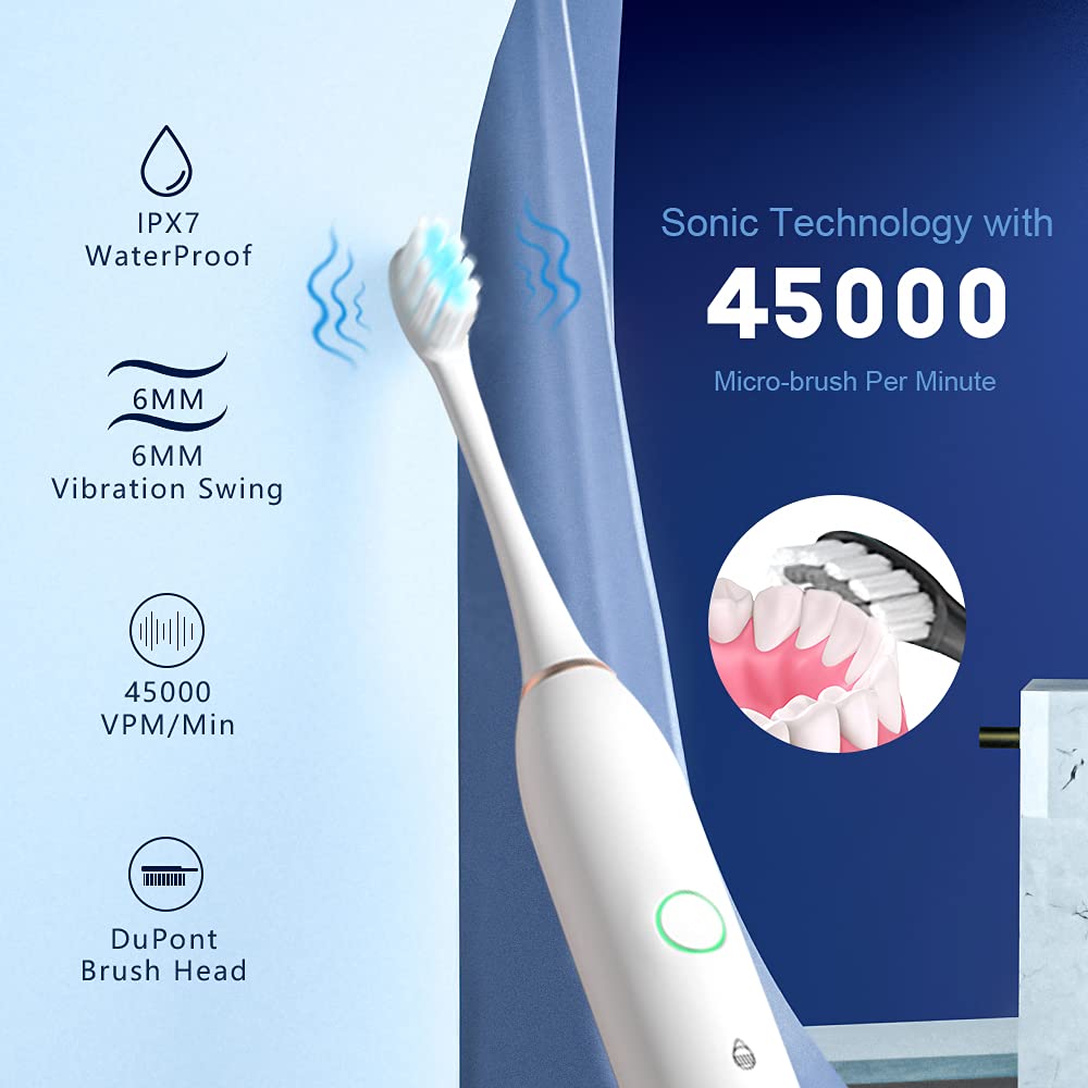2 Pack Rechargeable Electric Toothbrushes with 8 Brush Heads B54592