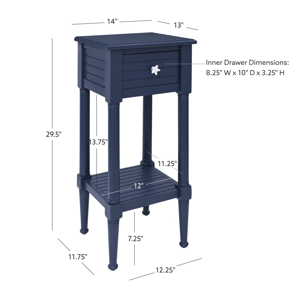 Navy Small Accent Table with Storage H137