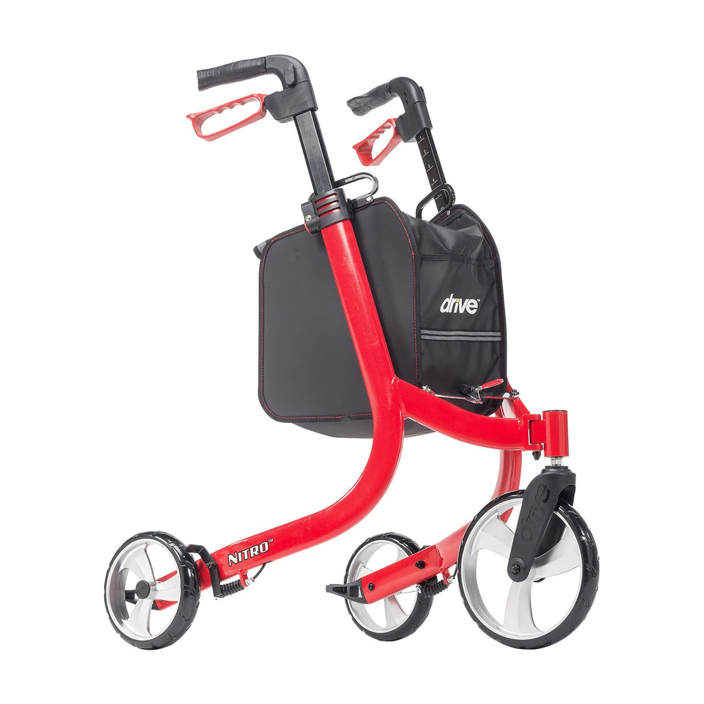 Red 3 Wheel Rollator Walker X2744
