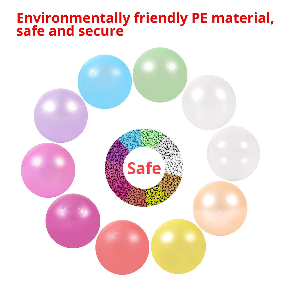 Pack of 100 200 500 BPA Free Non-Toxic Crush Proof Plastic Ball Pit Balls B716786