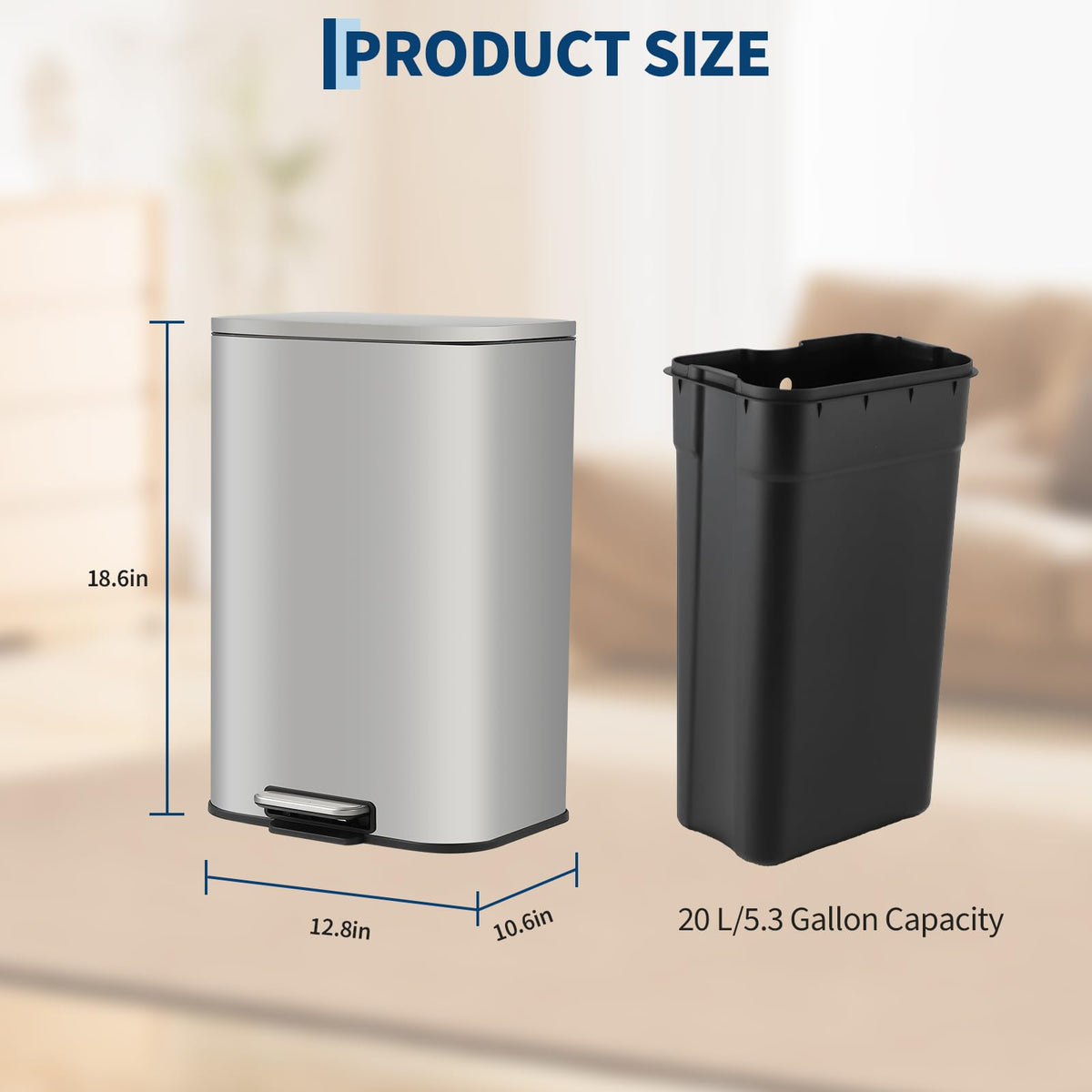 13.2 gal Stainless Steel Step Trash Can X987995
