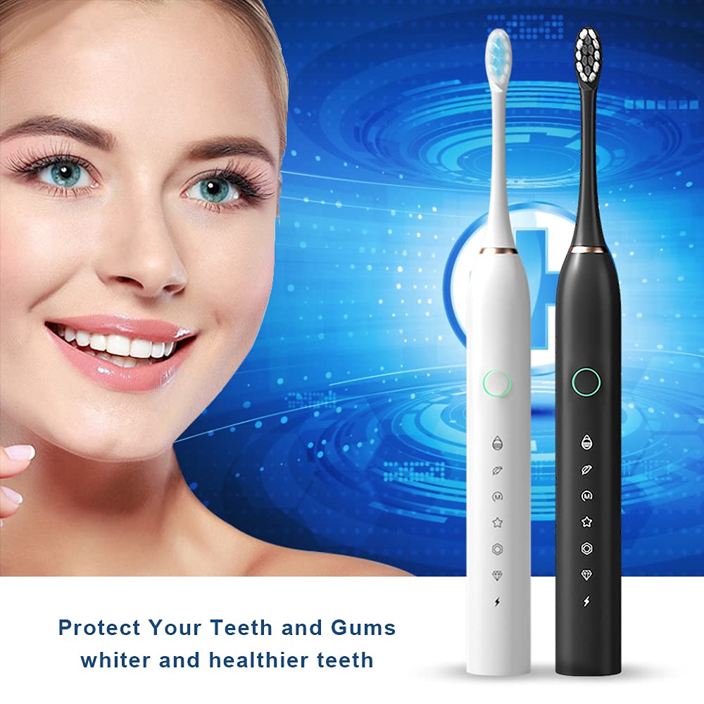 2 Pack Rechargeable Electric Toothbrushes with 8 Brush Heads B54592
