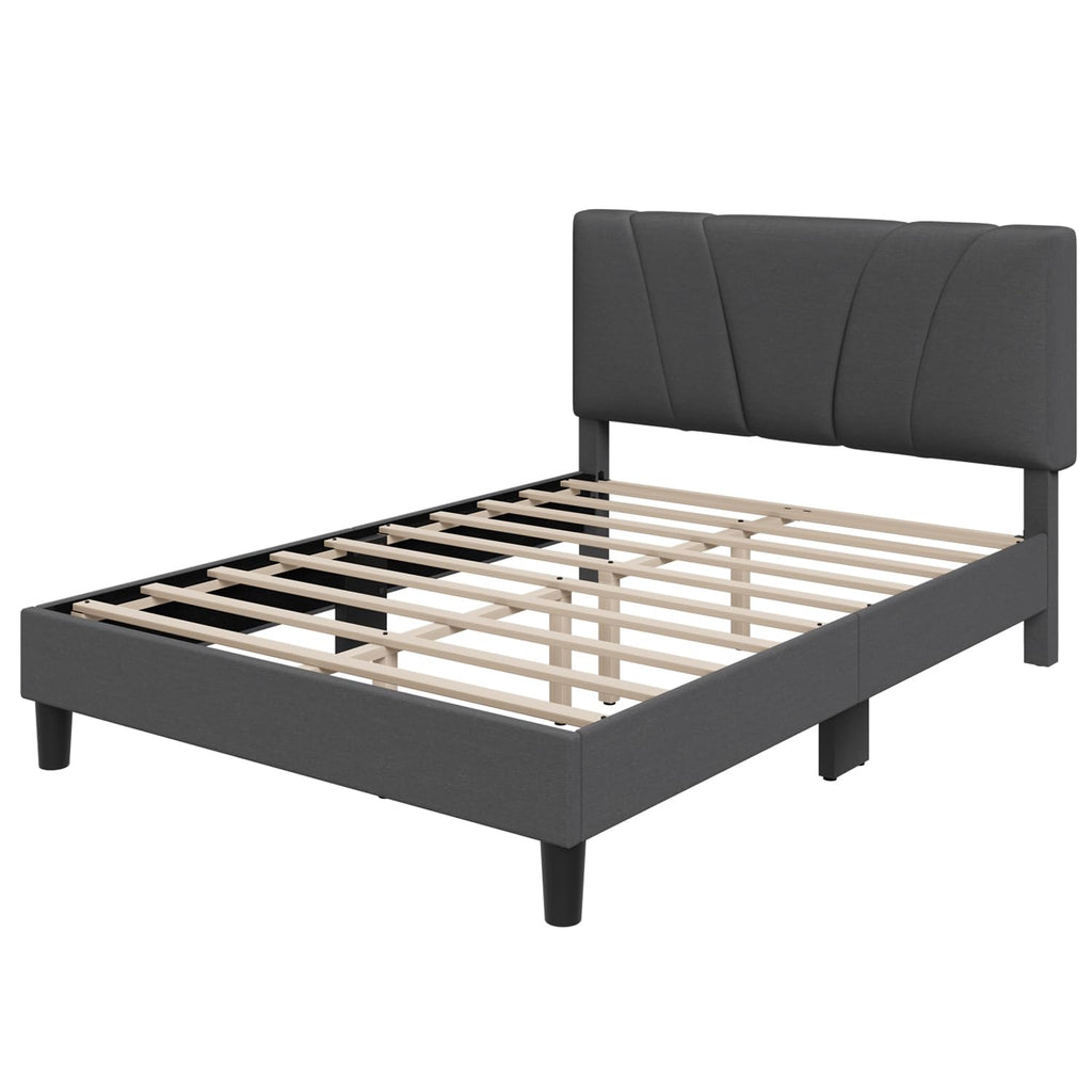 Queen Size Linen Upholstered Bed Frame with Headboard Q42383