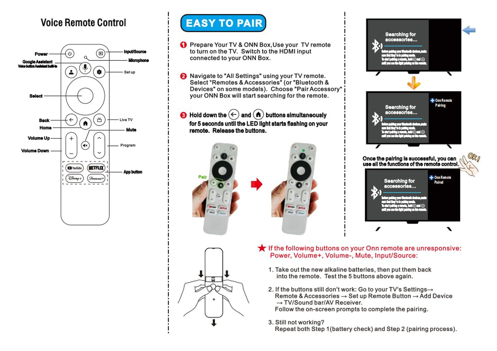 Voice Remote Control Compatible with Onn Streaming Box K243