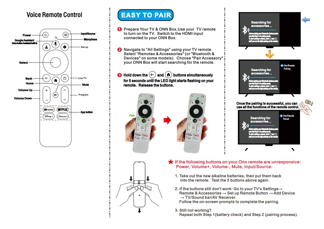 Voice Remote Control Compatible with Onn Streaming Box K243