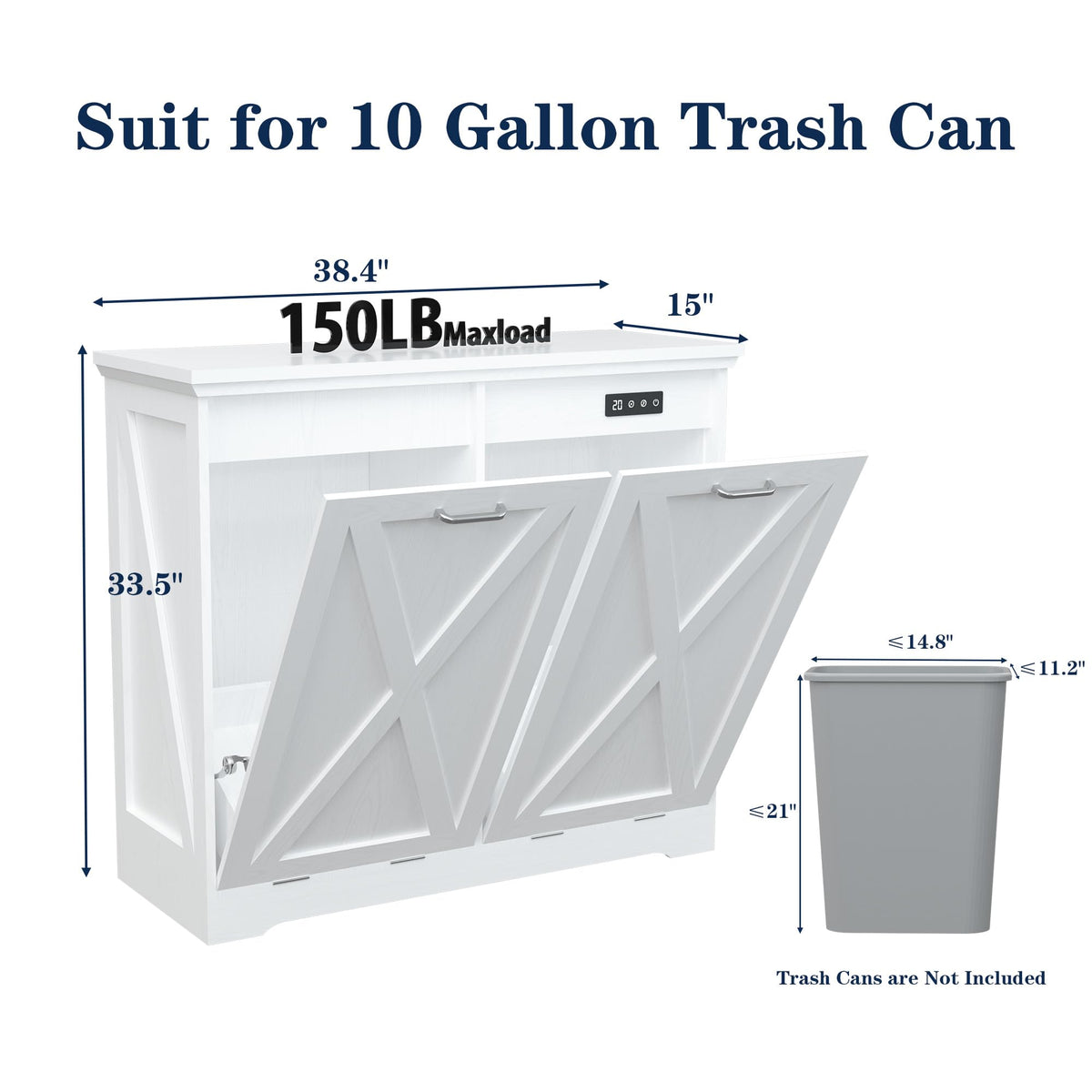 10 Gallon White Tilt Out Trash Can Cabinet X61415