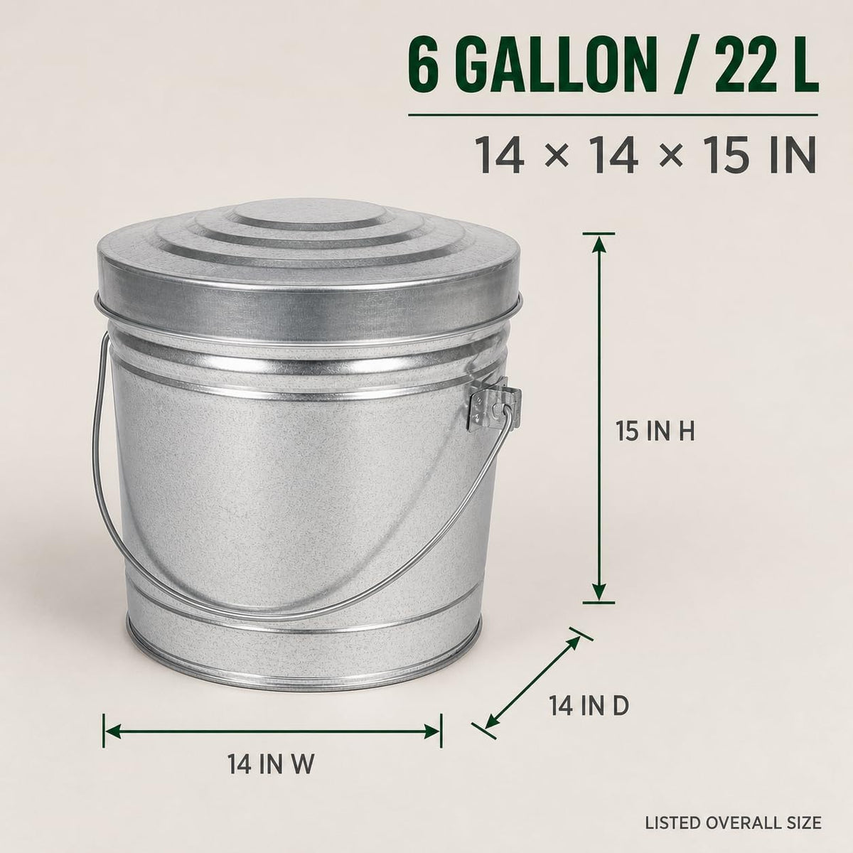 6 Gallon Galvanized Steel Can with Locking Lid A66921