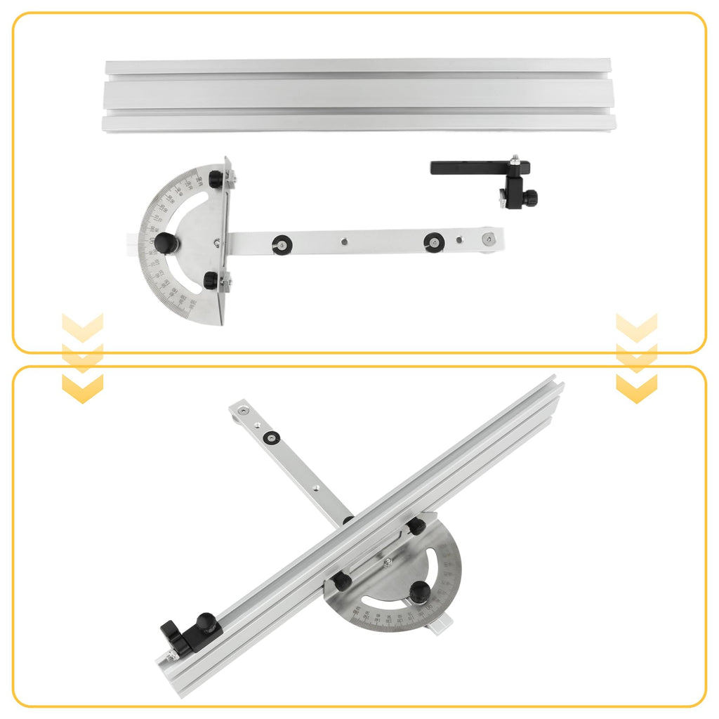 Table Saw Miter Gauge System with Miter Fence, 120° Angle Stops Adjustable, 250mm S29635