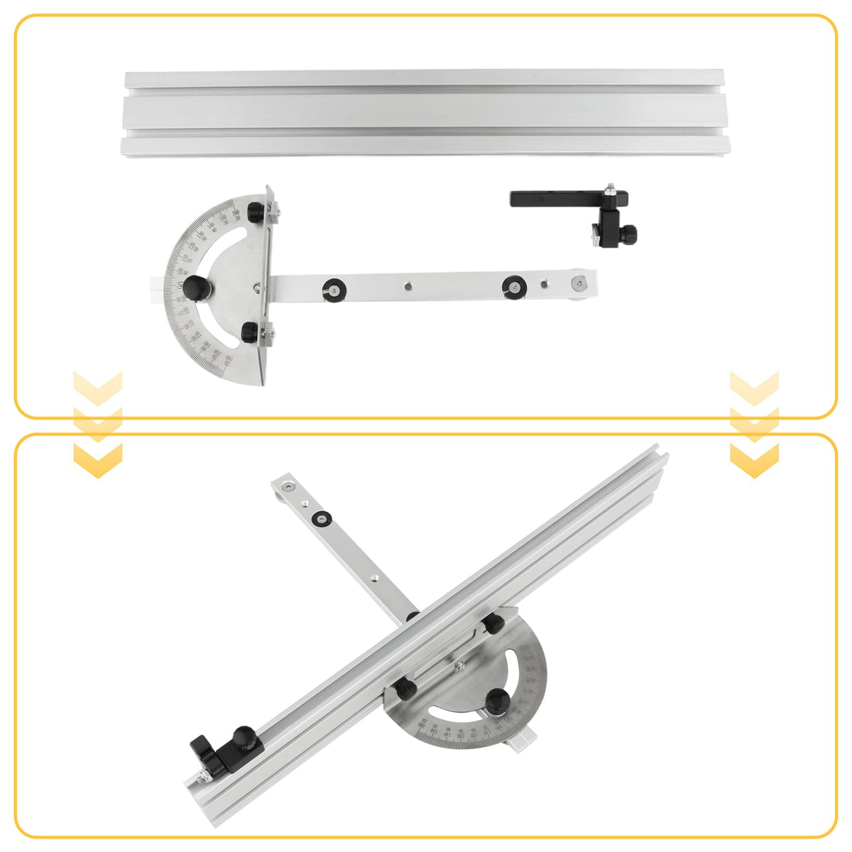 Table Saw Miter Gauge System with Miter Fence, 120° Angle Stops Adjustable, 250mm S29635