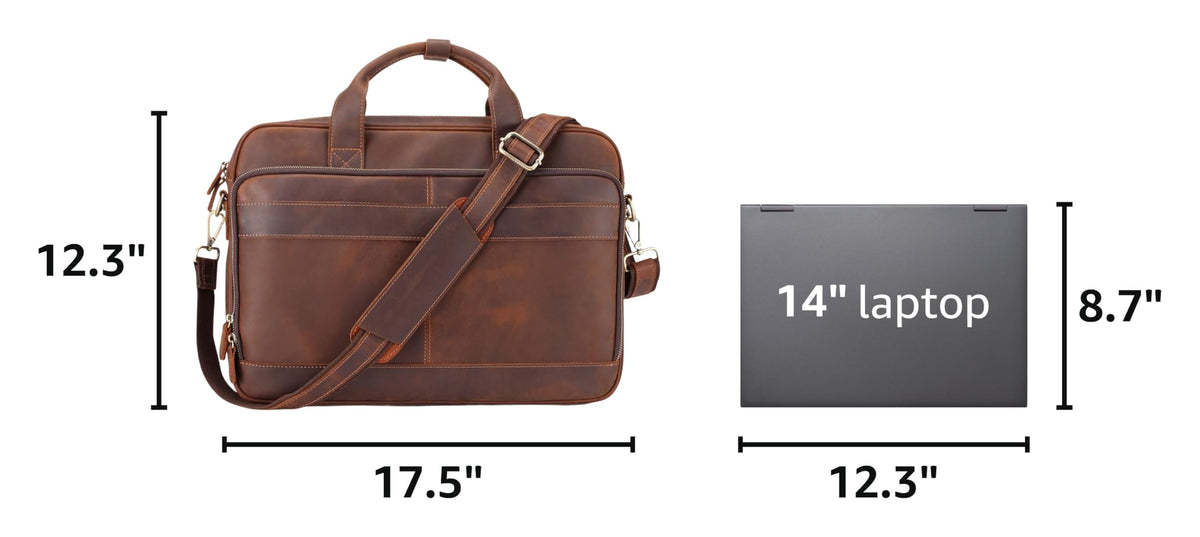 Full Grain Leather Briefcase Fits 15.6 Inch Laptop S7682