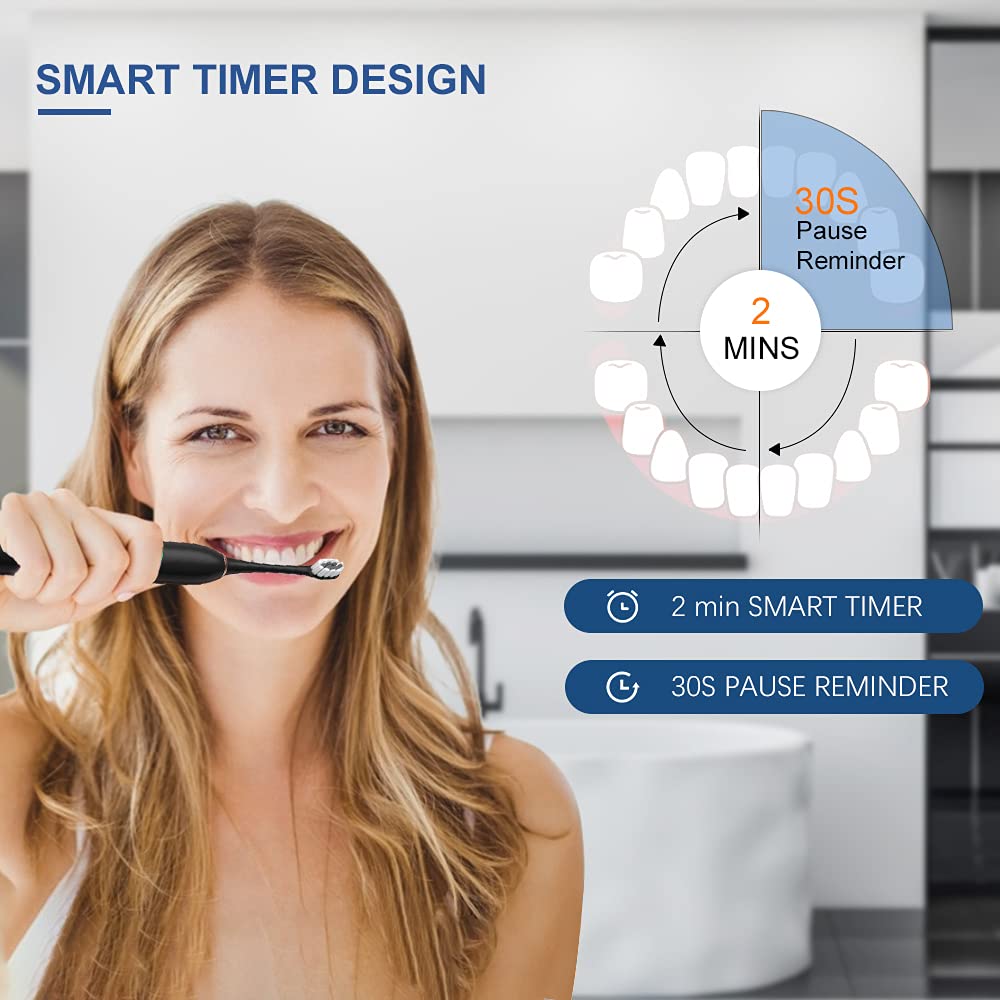 2 Pack Rechargeable Electric Toothbrushes with 8 Brush Heads B54592