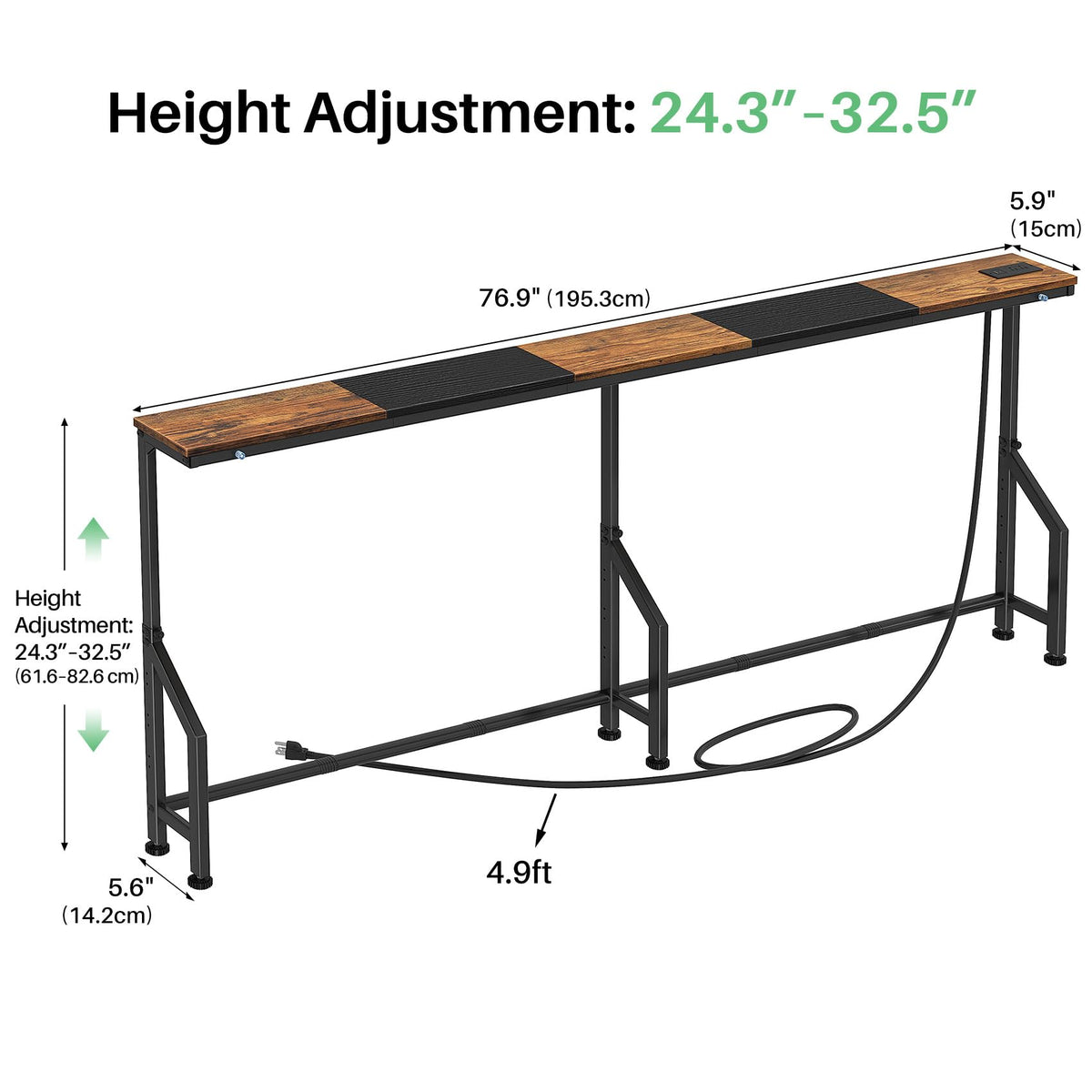 Narrow Console Table with Power Outlet M921