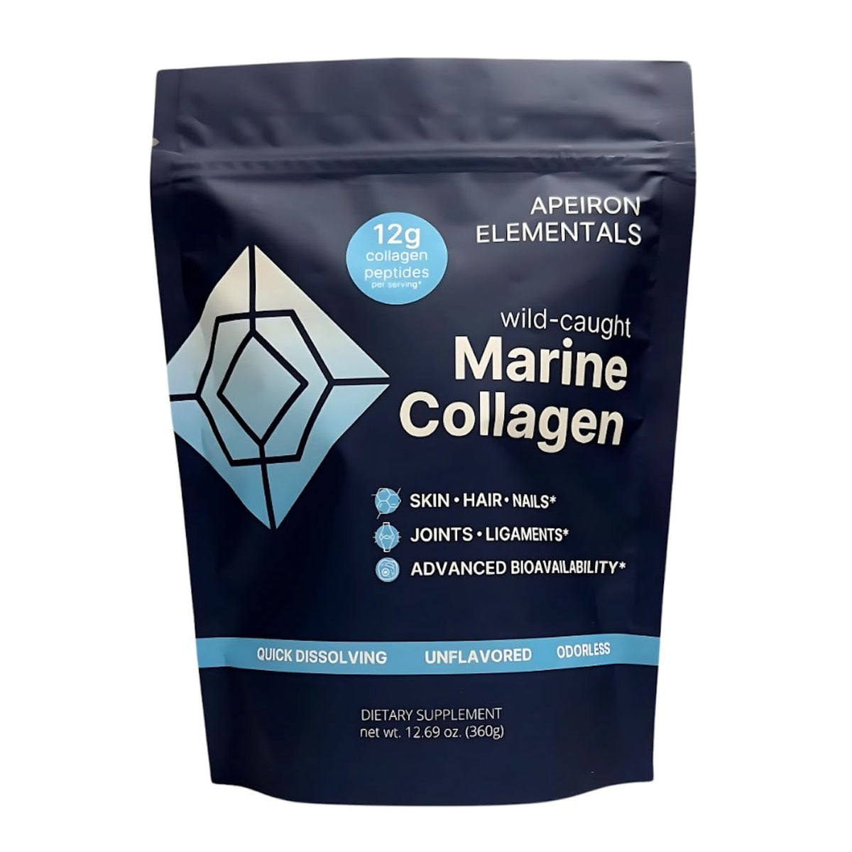 Hydrolyzed Marine Collagen Peptides Powder, Wild-Caught Fish, 30 Servings H685895