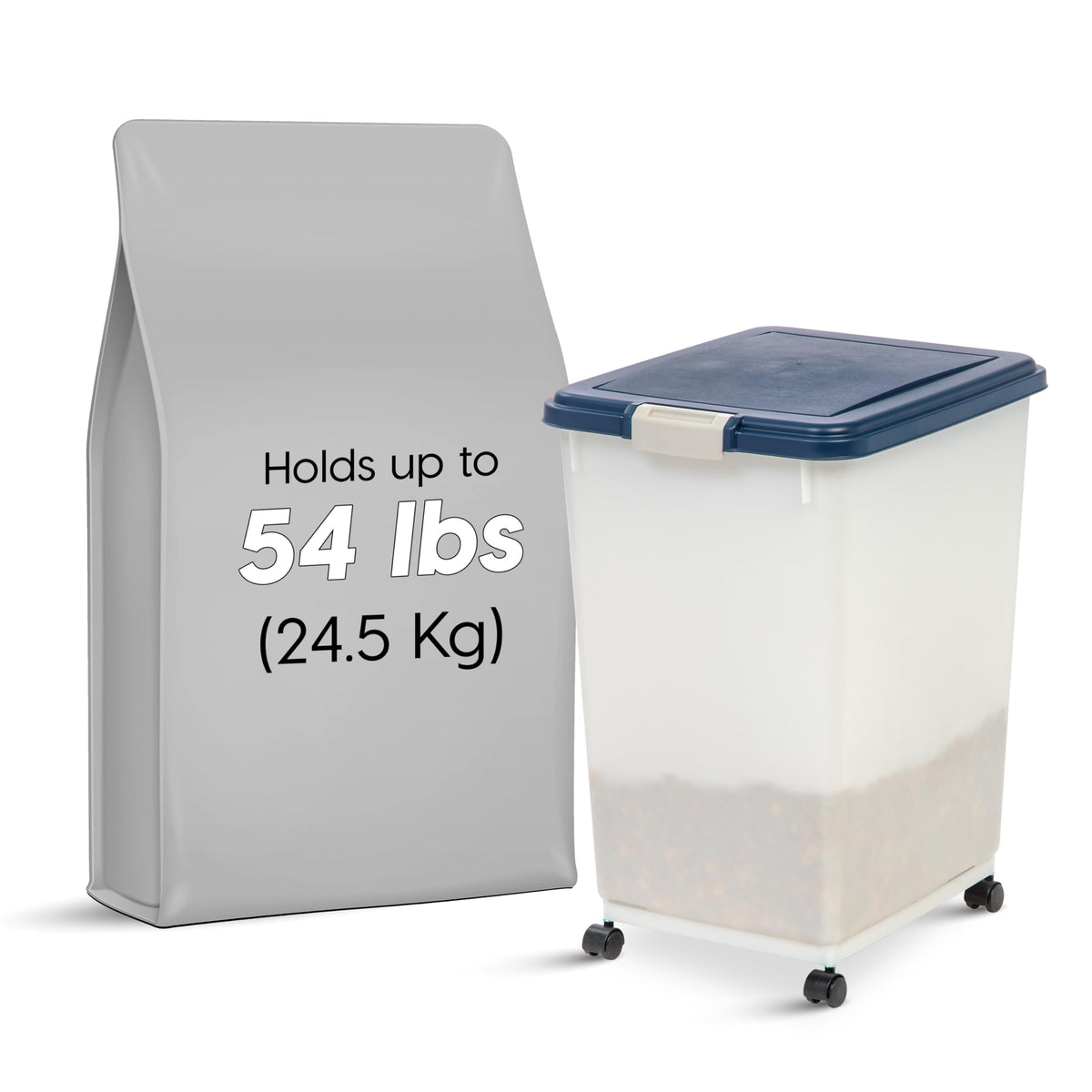 Dog Food Storage Container Up to 54 lbs Navy Pearl L87195