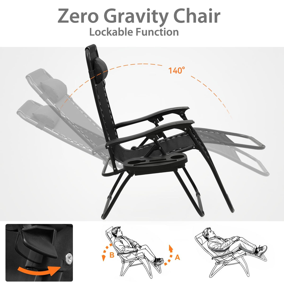 Black Zero Gravity Lounge Chair L43168