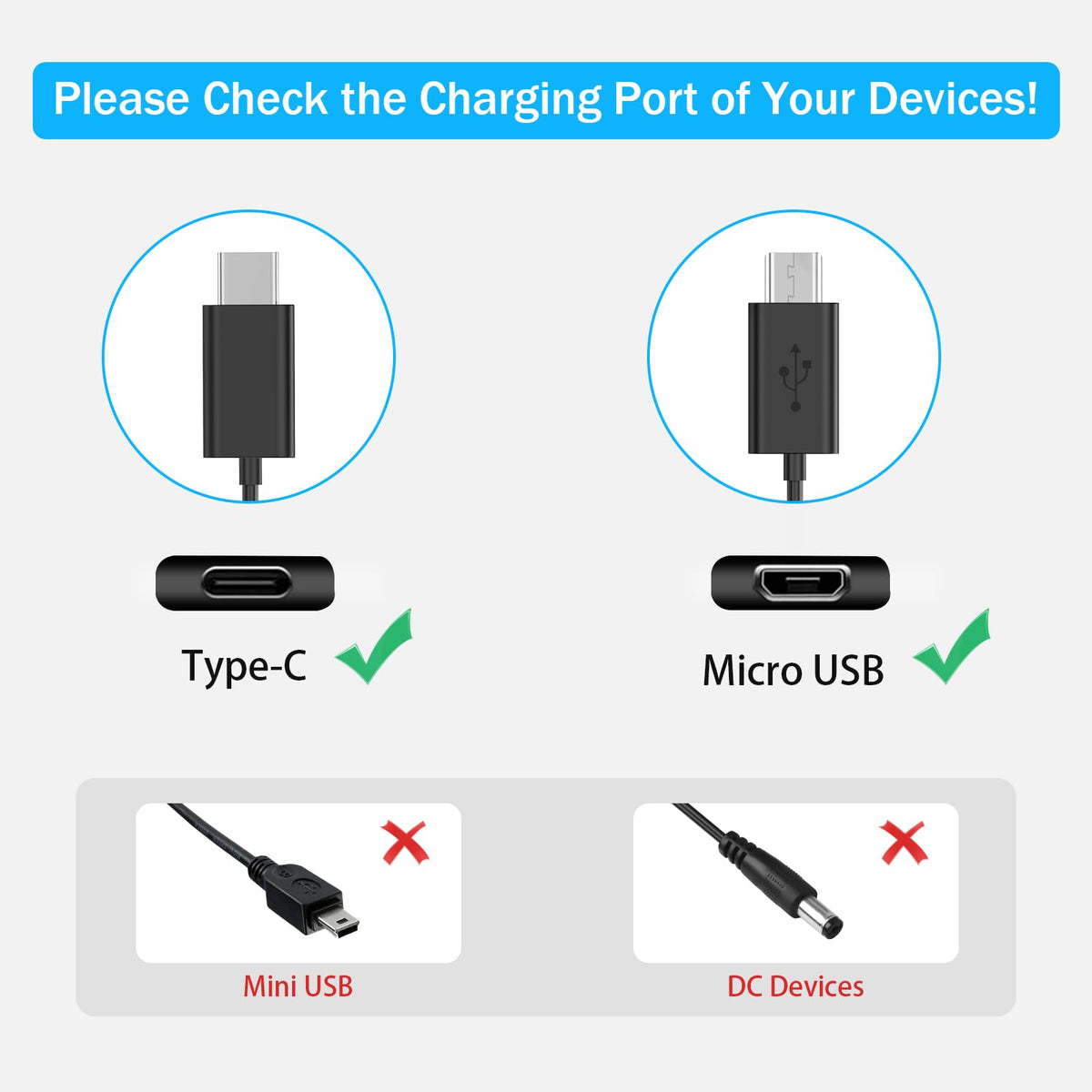 2A Power Adapter with USB Type-C and Micro USB Cables K8840