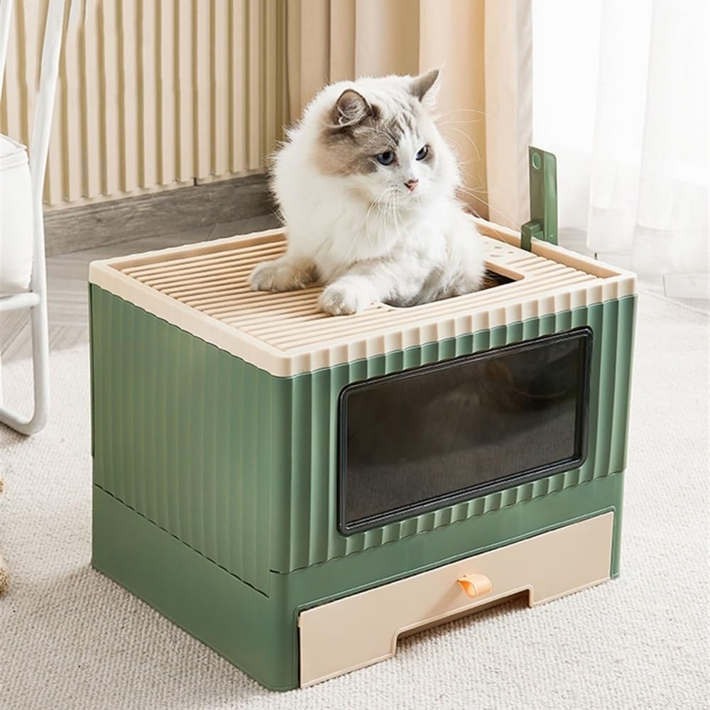 Foldable Top Entry Cat Litter Box with Lid C8927