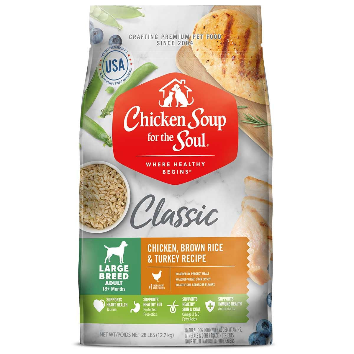 Large Breed Adult Dry Dog Food Chicken Brown Rice Turkey 28lb V4130