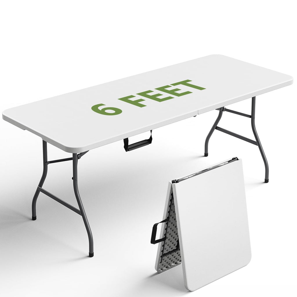6FT White Folding Table with Steel Legs W661