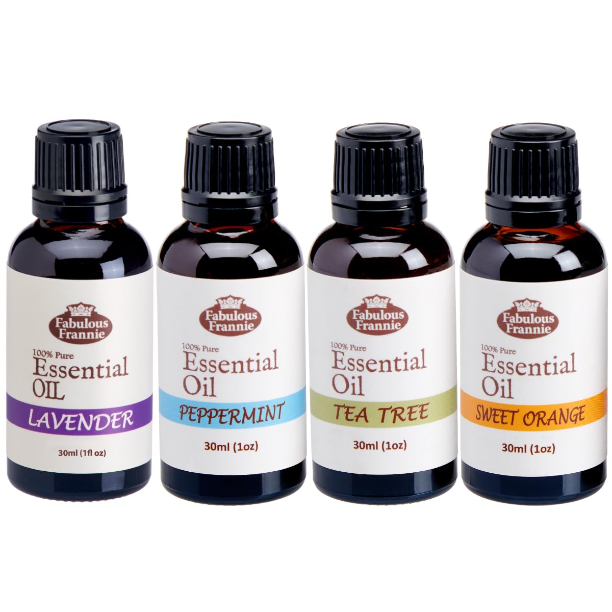4 Pure Essential Oil Set Peppermint Lavender Sweet Orange Tea Tree 30ml R66437