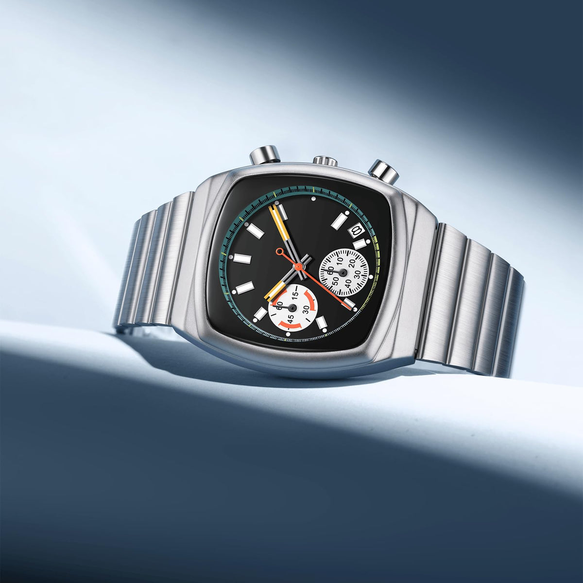 Mens Chronograph Stainless Steel Waterproof Analog Wristwatch T602622