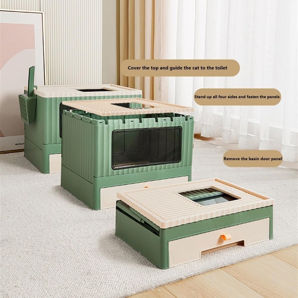 Foldable Top Entry Cat Litter Box with Lid C8927