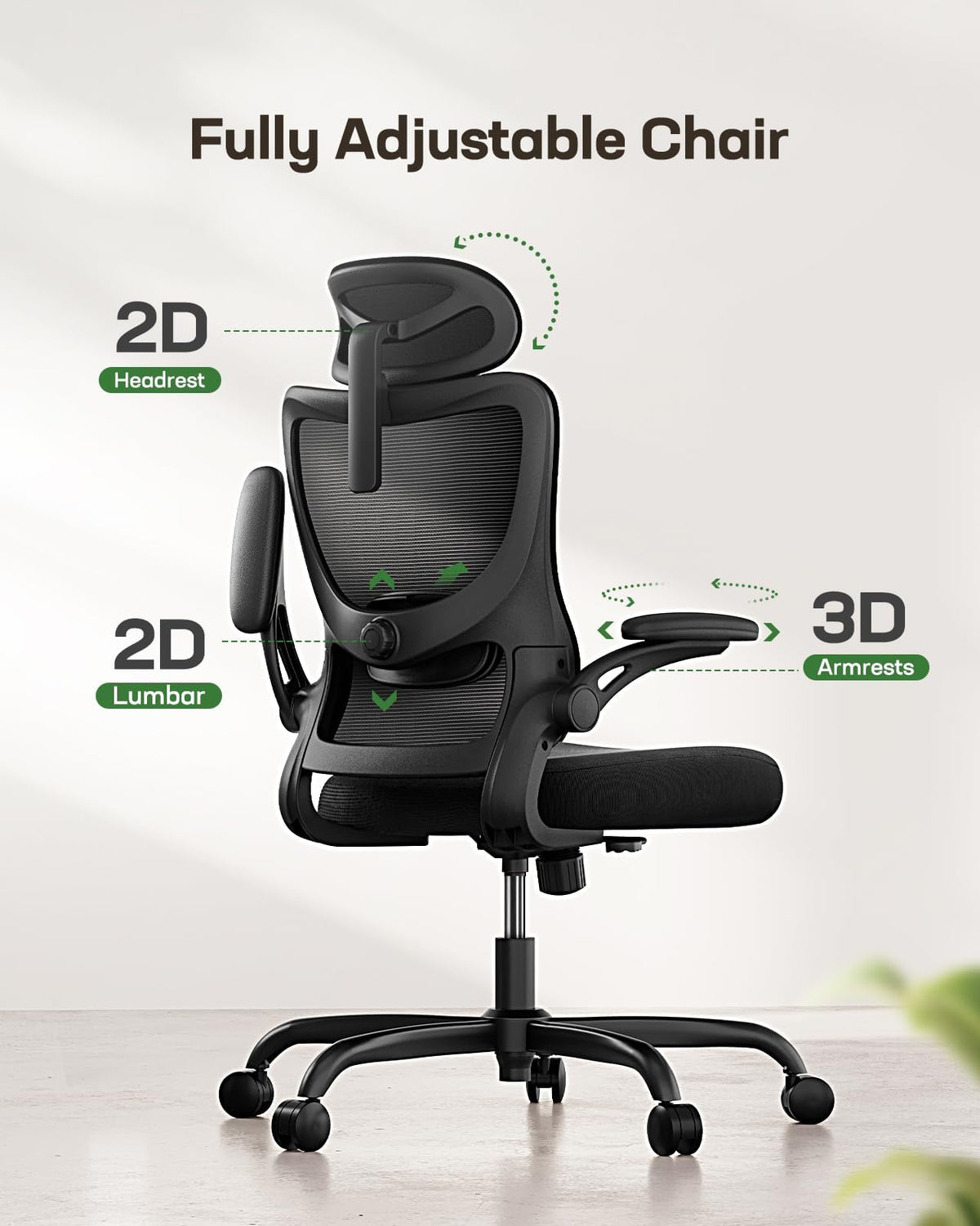 Ergonomic Office Chair with High Back Mesh and Adjustable Lumbar Support M108699