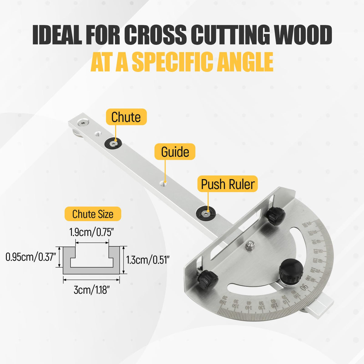 Table Saw Miter Gauge System with Miter Fence, 120° Angle Stops Adjustable, 250mm S29635