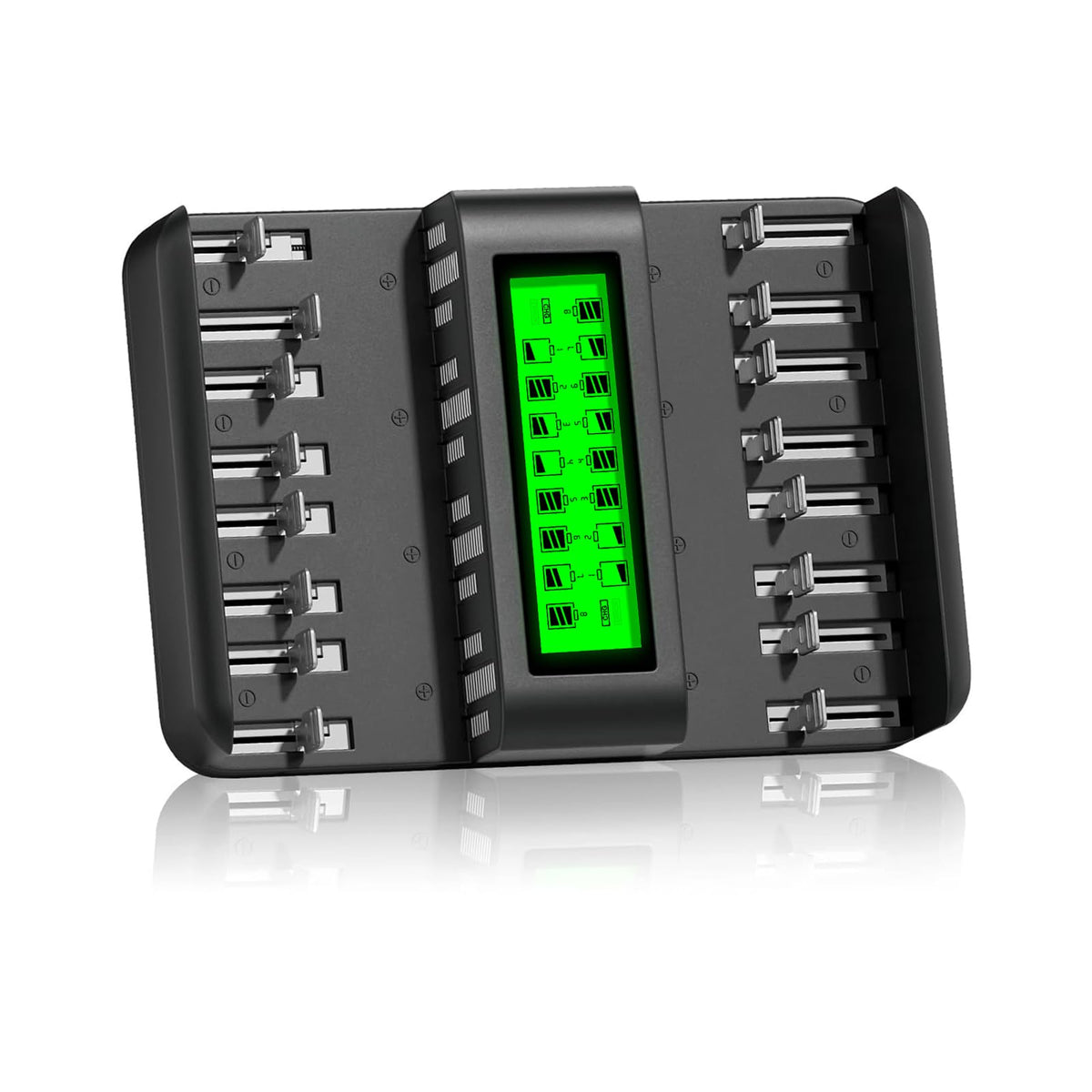 16 Bay Rechargeable Battery Charger with LCD Display P909286