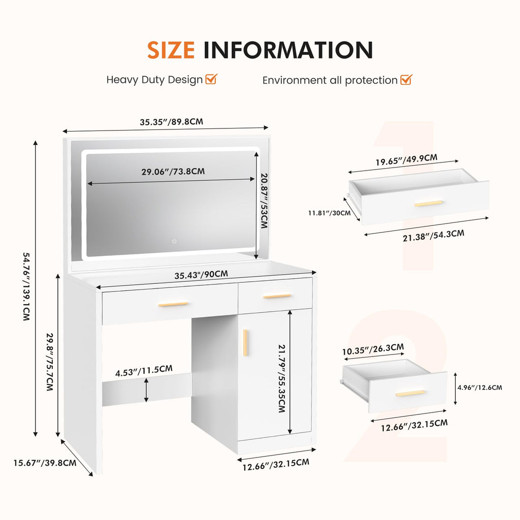 Makeup Vanity Desk with LED Mirror H2765