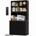 Black Vertical File Cabinet Bookcase with Printer Stand P64834