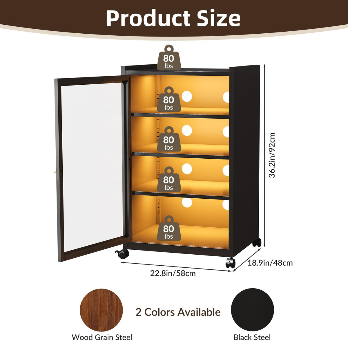 Black Media Cabinet with Glass Door D1201