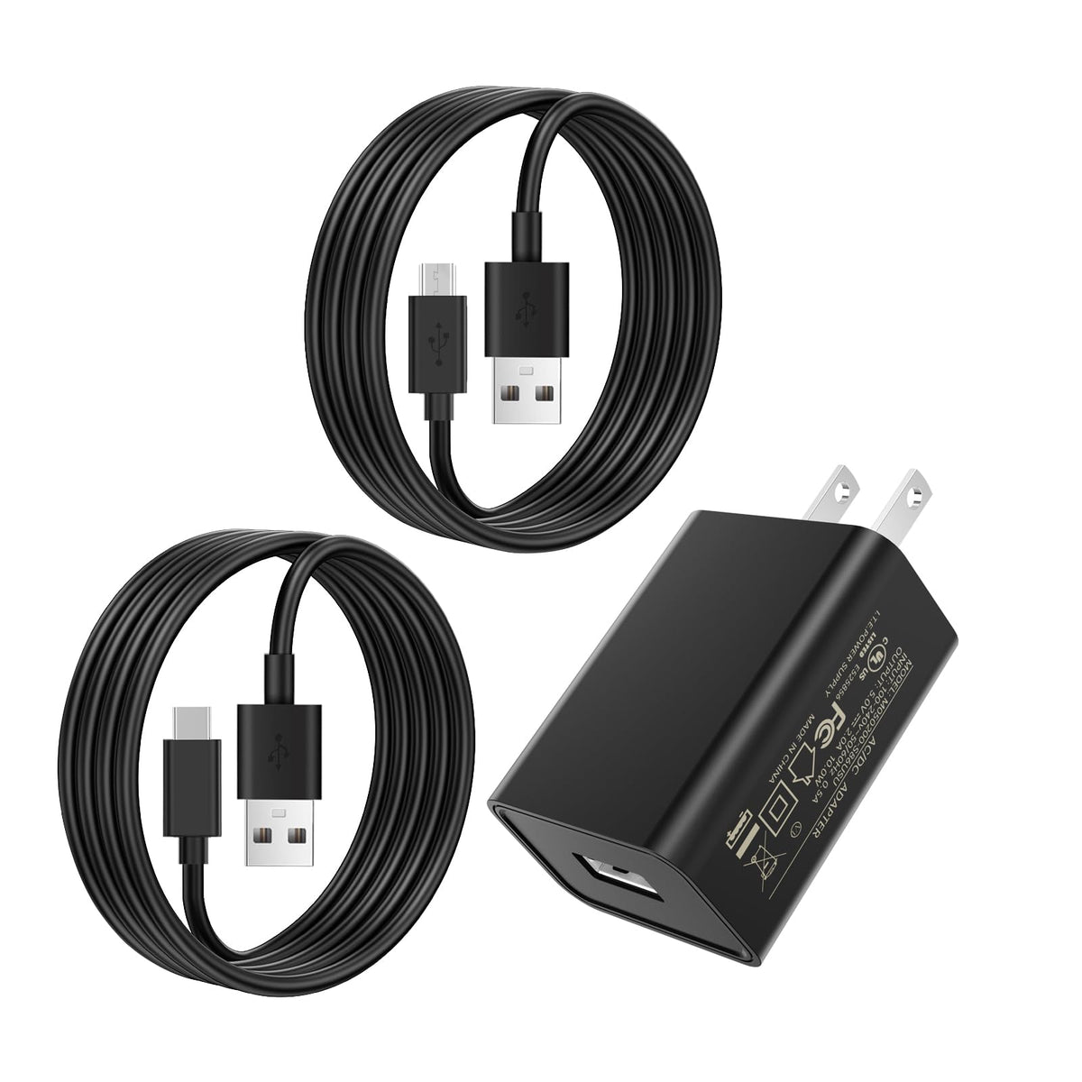 2A Power Adapter with USB Type-C and Micro USB Cables K8840