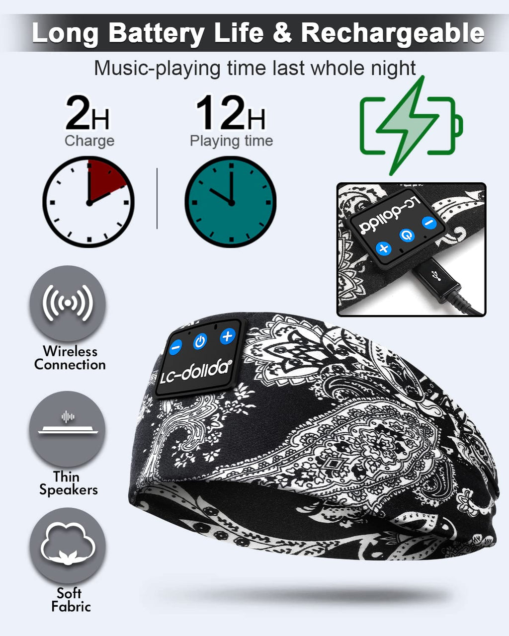 Sleep Headphones Bluetooth Wireless Band Headphones H551195