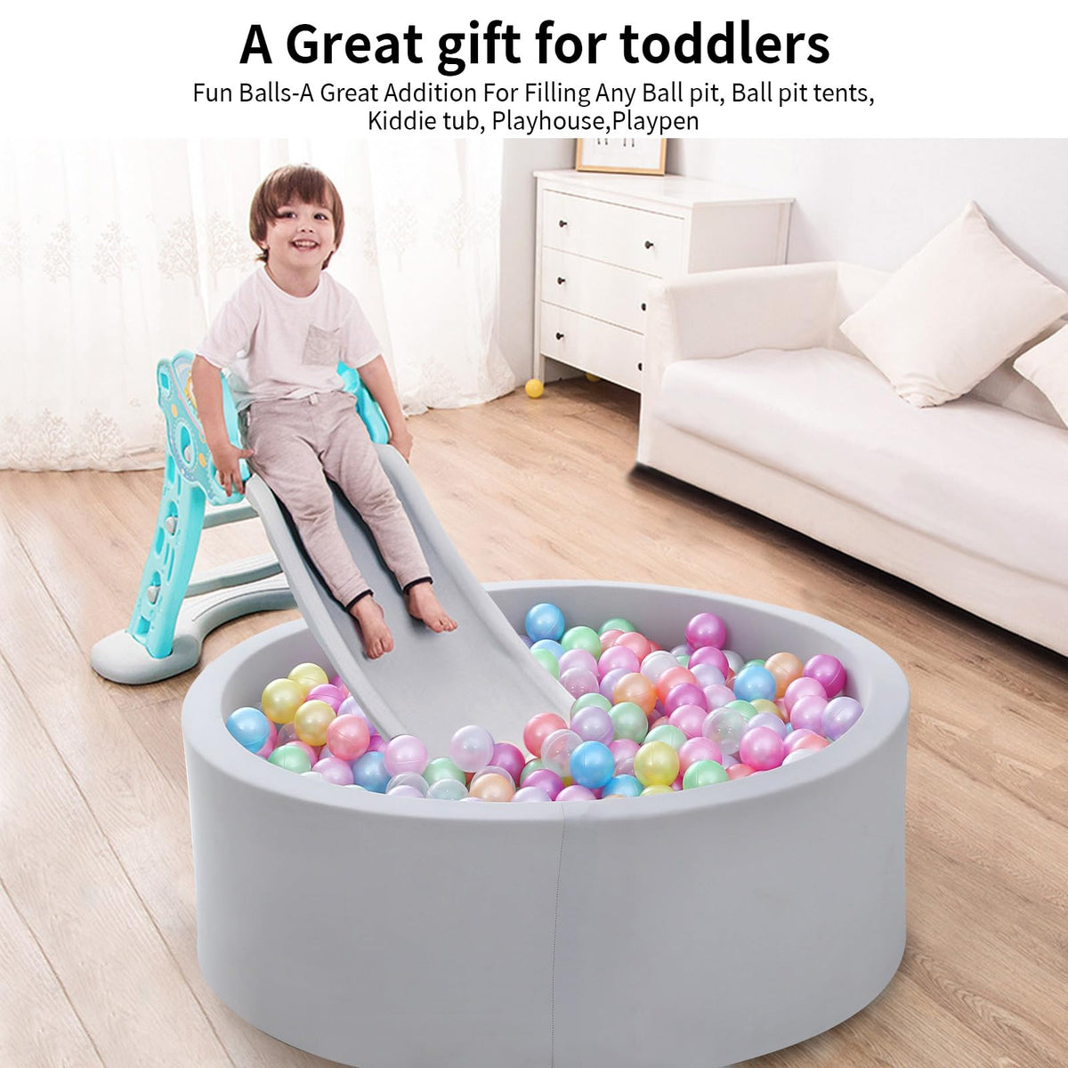 Pack of 100 200 500 BPA Free Non-Toxic Crush Proof Plastic Ball Pit Balls B716786