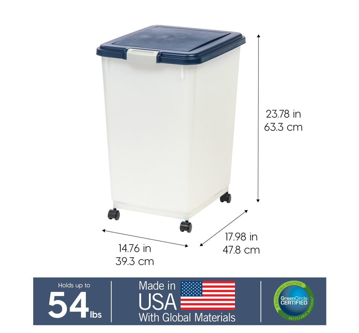 Dog Food Storage Container Up to 54 lbs Navy Pearl L87195
