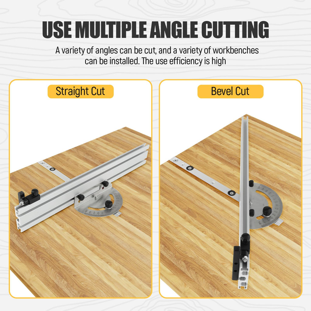 Table Saw Miter Gauge System with Miter Fence, 120° Angle Stops Adjustable, 250mm S29635