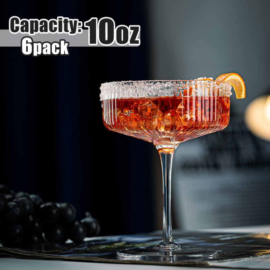 Set of 6 Ribbed Coupe Cocktail Glasses X858393