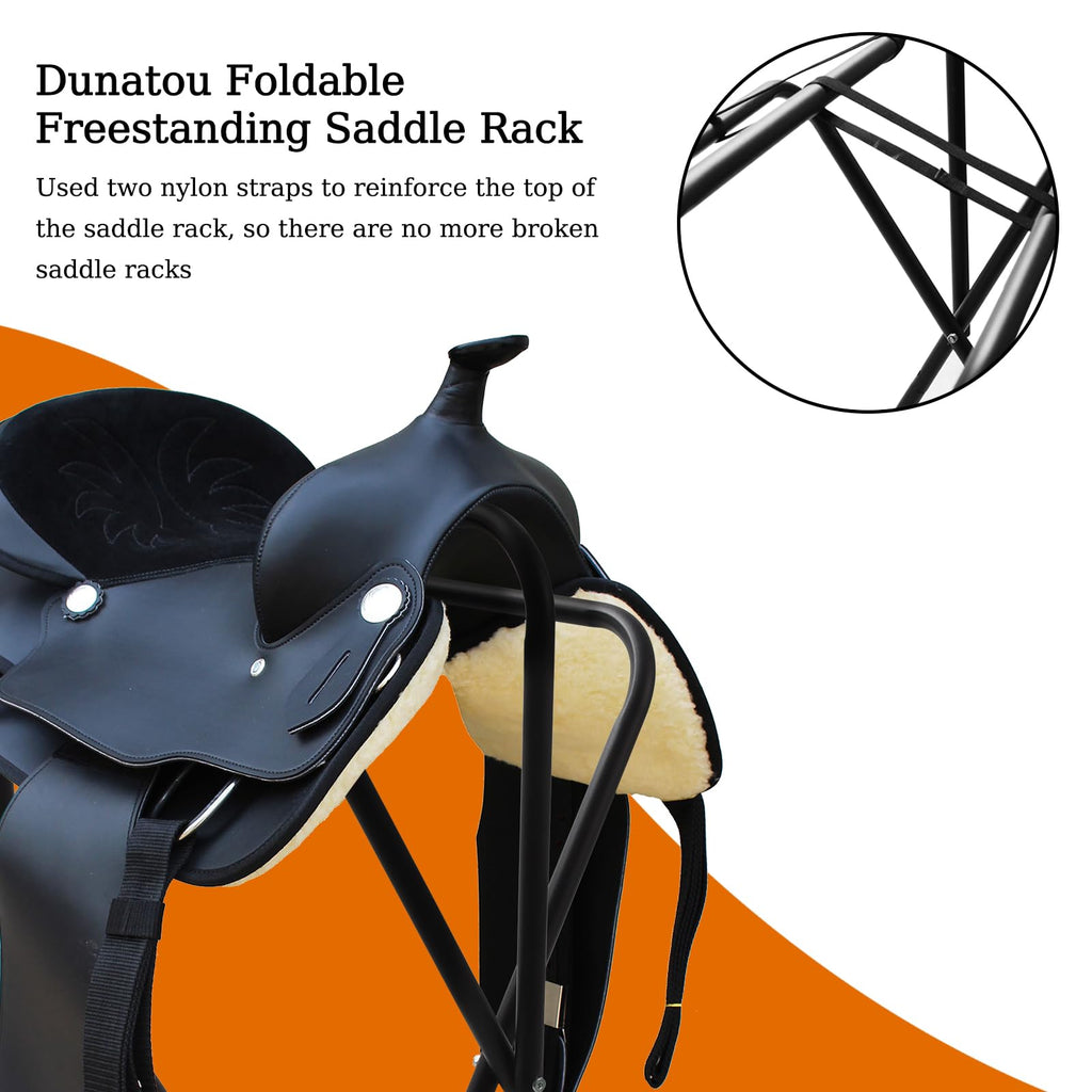 Foldable Saddle Rack with Storage Shelf, Black C31059