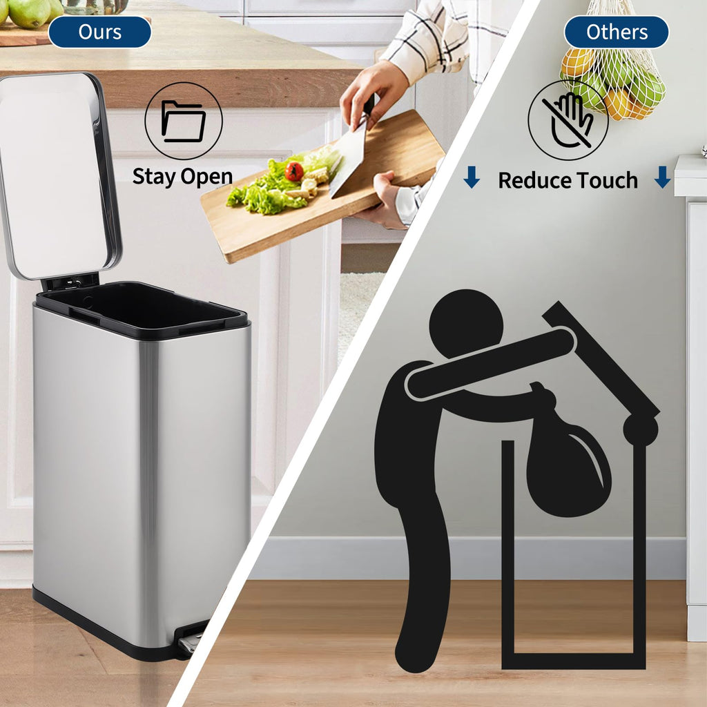 13 Gallon Stainless Steel Slim Kitchen Trash Can B113