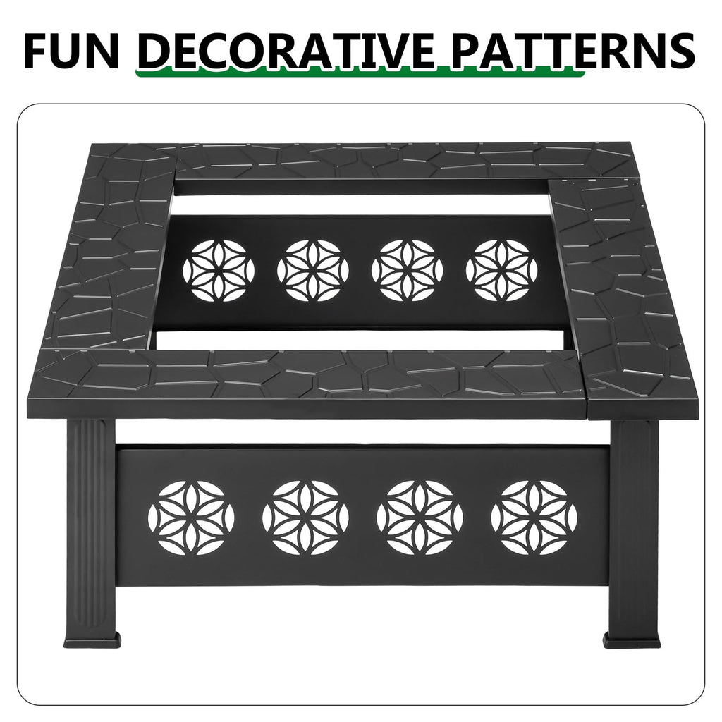 32 Inch Square Wood Burning Fire Pit Table G8139