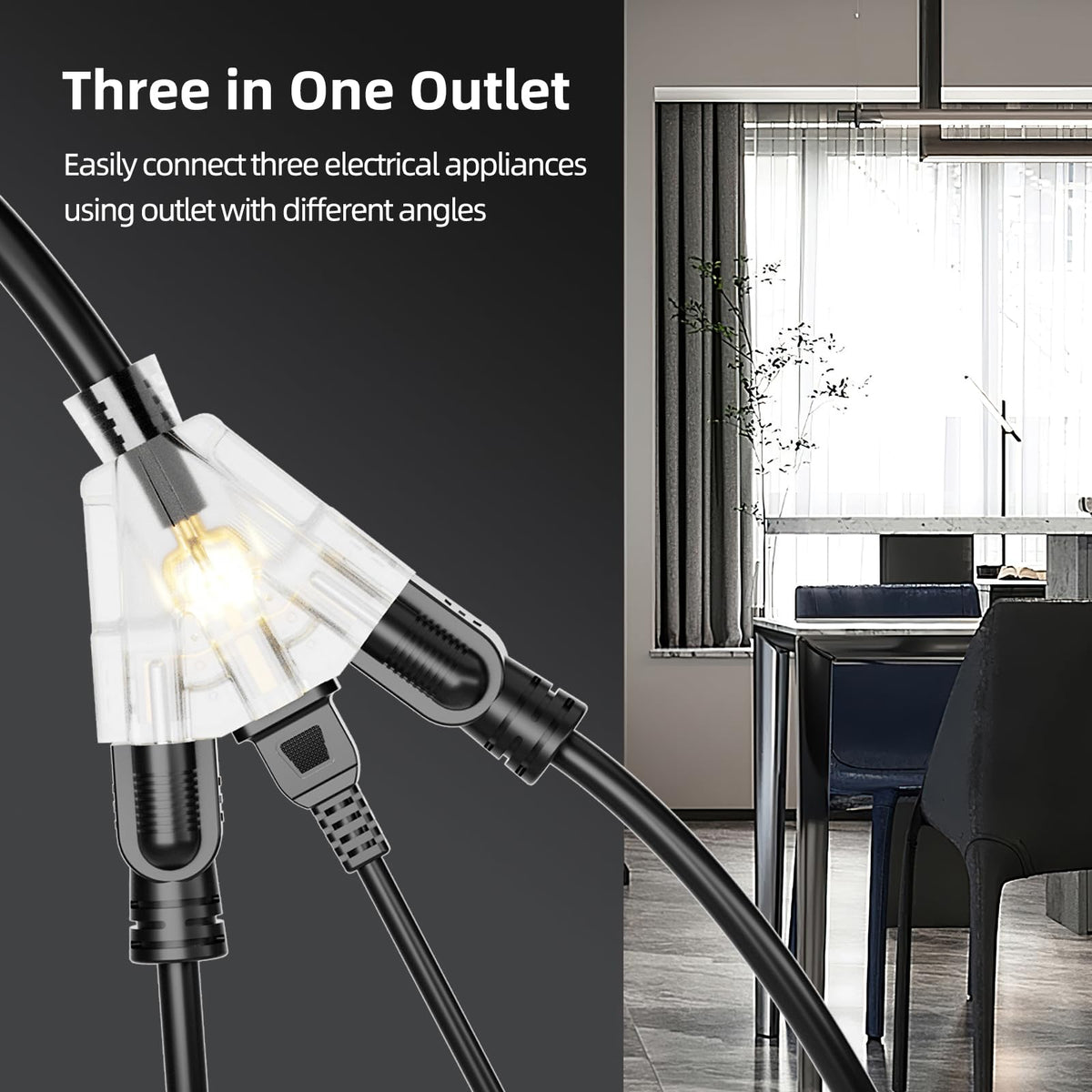 100 FT 12 Gauge Black Extension Cord with 3 Outlet I816516